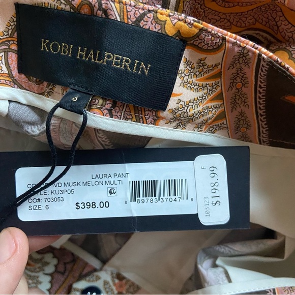 Kobi Halperin Laura Print Cropped Pant 100% Cotton Sz 6 NEW Retro - Picture 3 of 3